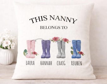 Personalised Nanny Belongs To Cushion, Christmas Grandchild Nan Gift, Grandma Gifts, Mothers Day Gifts, Mum Gifts, Mummy Throw Pillow, Gran