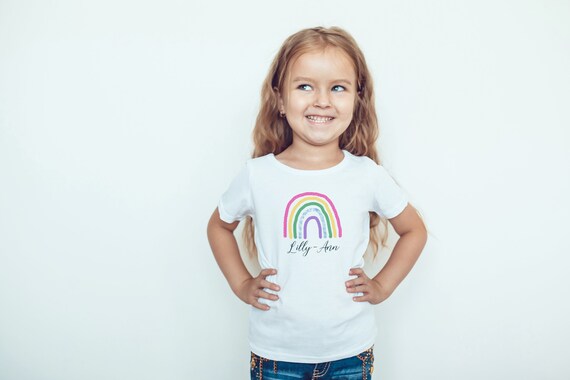 Personalised rainbow t shirt Clearance