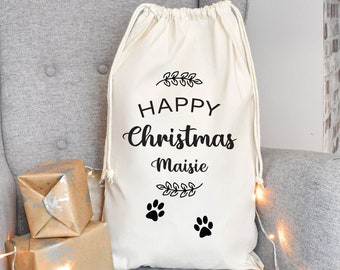 Personalised Pet Santa Sack, Dog Santa Sack, Dog Christmas Sack, Animal Christmas Eve Present Sack, Personalised Sack Bag, Pet Gift