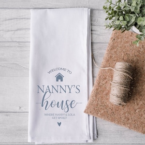 Personalised Nanny Tea Towel, Mother&#39;s Day Tea Towel, Personalised Gift for Nan, Nanny Gift, Mothers Day Gifts, Grandma Gift, Nana Tea Towel