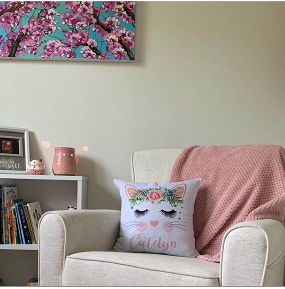 Personalised Cat Cushion Cat Face Cat Gift Cat Decor Cat Cushion Girls Decoration Bedroom Cushion Kids