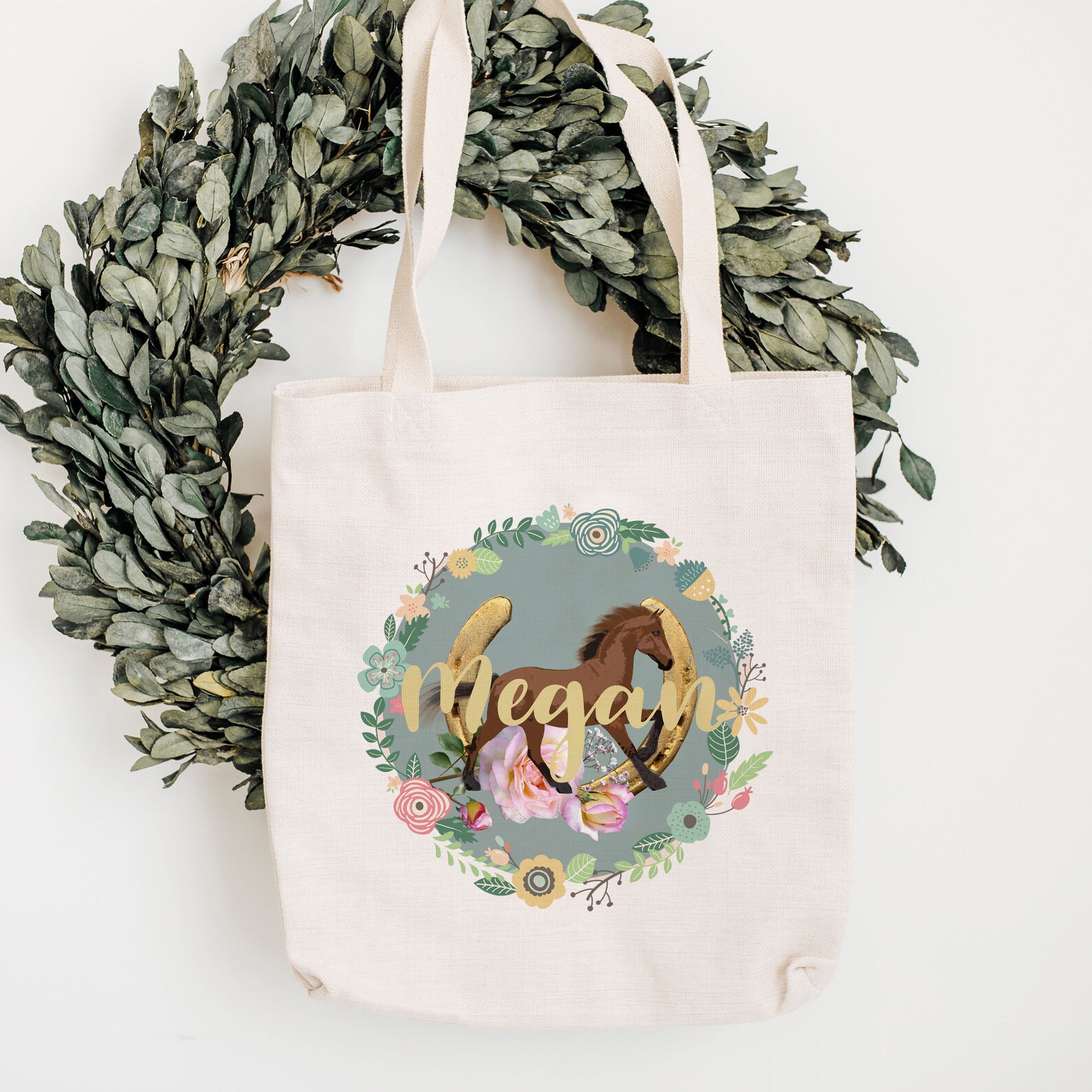 Personalised Horse Tote Bag Horse Gift for Her Name Canvas Etsy UK