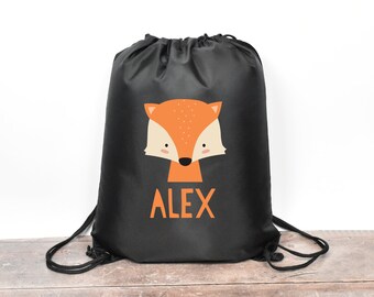 Fox Childrens Animal Draw String Backpack Sport Pack Tote Bag Fox Childrens Animal Draw String Backpack Sport Pack Tote Bag