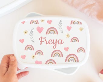 Personalised Rainbow Lunch Box, Rainbow School Lunch Box, Rainbow Snack Box, Girls School Lunch Box, Children Student, Box School Lunch