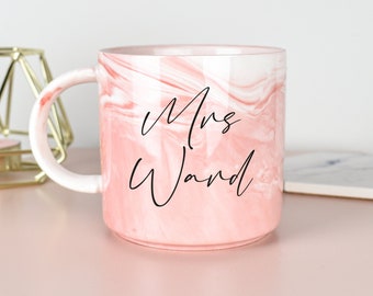 Personalised Marble Mug, Bride To Be Mug, Teacher Mug, Teacher Gifts, Personalised Work Mug, Name Mug, Coffee Mug, Gift for Her, Mrs Mug