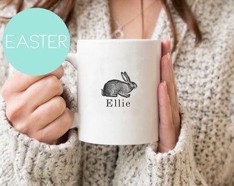 Personalised  Easter Bunny Mug, Easter Hare Mug, Cute Rabbit Mug, Easter Teacher Gifts, Easter Gifts for Her, Easter DIY Hampers, Rabbit