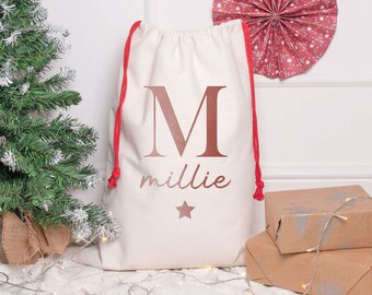Personalised Santa Sack, Custom Christmas Sack, Name Christmas Gift Bag, Christmas Gift Bag, Child’s Christmas Gift Sack, Present Sack