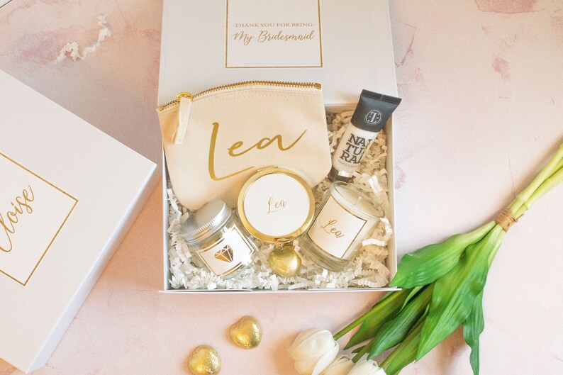 Personalised Gold Bridesmaid Proposal Gift Box, Luxury Filled Thank You Bridesmaid Box, Bridesmaid Gift Set, Wedding Thank You Gifts, 画像 1