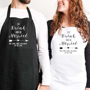 Personalised Wedding Aprons, Bride Groom Wedding Aprons, Newlywed Aprons, Mr and Mrs Aprons, Mr and Mrs Gifts, Newlywed Mr Mrs Home Gift,
