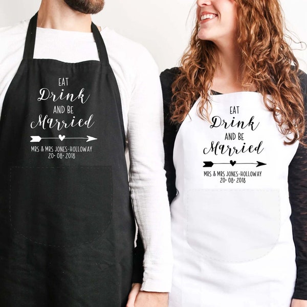 Personalised Wedding Aprons, Bride Groom Wedding Aprons, Newlywed Aprons, Mr and Mrs Aprons, Mr and Mrs Gifts, Newlywed Mr Mrs Home Gift,