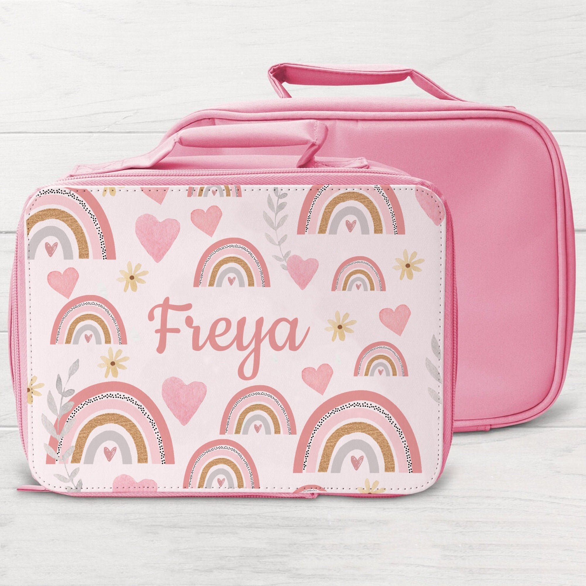 pink checkered lunch box