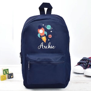 Personalised Rocket Backpack, Rocket School Bag, Kids Space Rucksack, Boys School Backpack, Kids Children Student Backpack, Back To School
