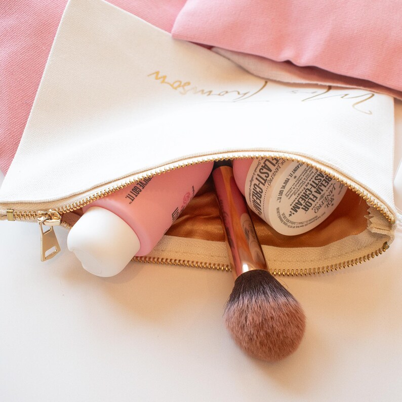 Trousse de maquillage personnalisée pour la mariée, cadeau pour les demoiselles d'honneur, en toile de coton image 4