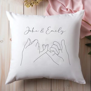 Personalised Valentines Cushion, Promise Hands Cushion, Valentines Gift for Her, Anniversary Gift, Newlywed Cushion, Minimalist Decor