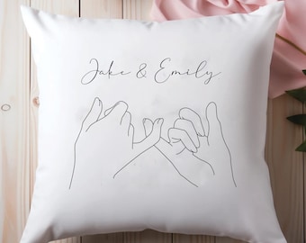 Personalised Valentines Cushion, Promise Hands Cushion, Valentines Gift for Her, Anniversary Gift, Newlywed Cushion, Minimalist Decor