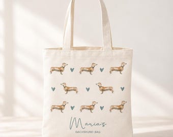 Personalised Dachshund Tote Bag, Dachshund Gift For Her, Name Tote Bag, Sausage Dog Gifts, Dog Tote Bag, Personalised Tote Bag, Dog Gifts