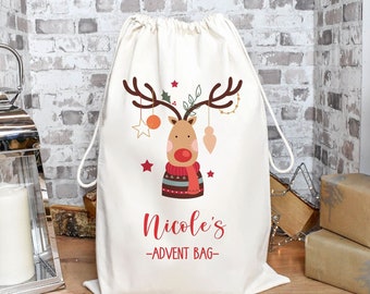 Personalised Advent Calendar, Advent Calendar Sack, Personalised Advent Calendar Bag, Calendar Bag For Kids, Fabric Bag, Christmas Decor