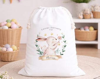 Personalised Easter Bunny Sack, Custom Easter Bag, Child's Storage Bag, Easter Egg Hunt Gift