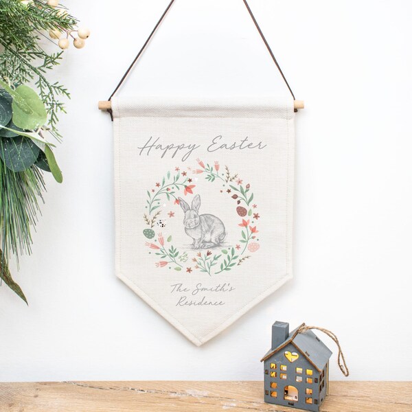 Personalised Easter Wall Hanging, Personalised Easter Bunting, Personalised Easter Flag, Family Easter Decor, Happy Easter Sign, Easter Gift