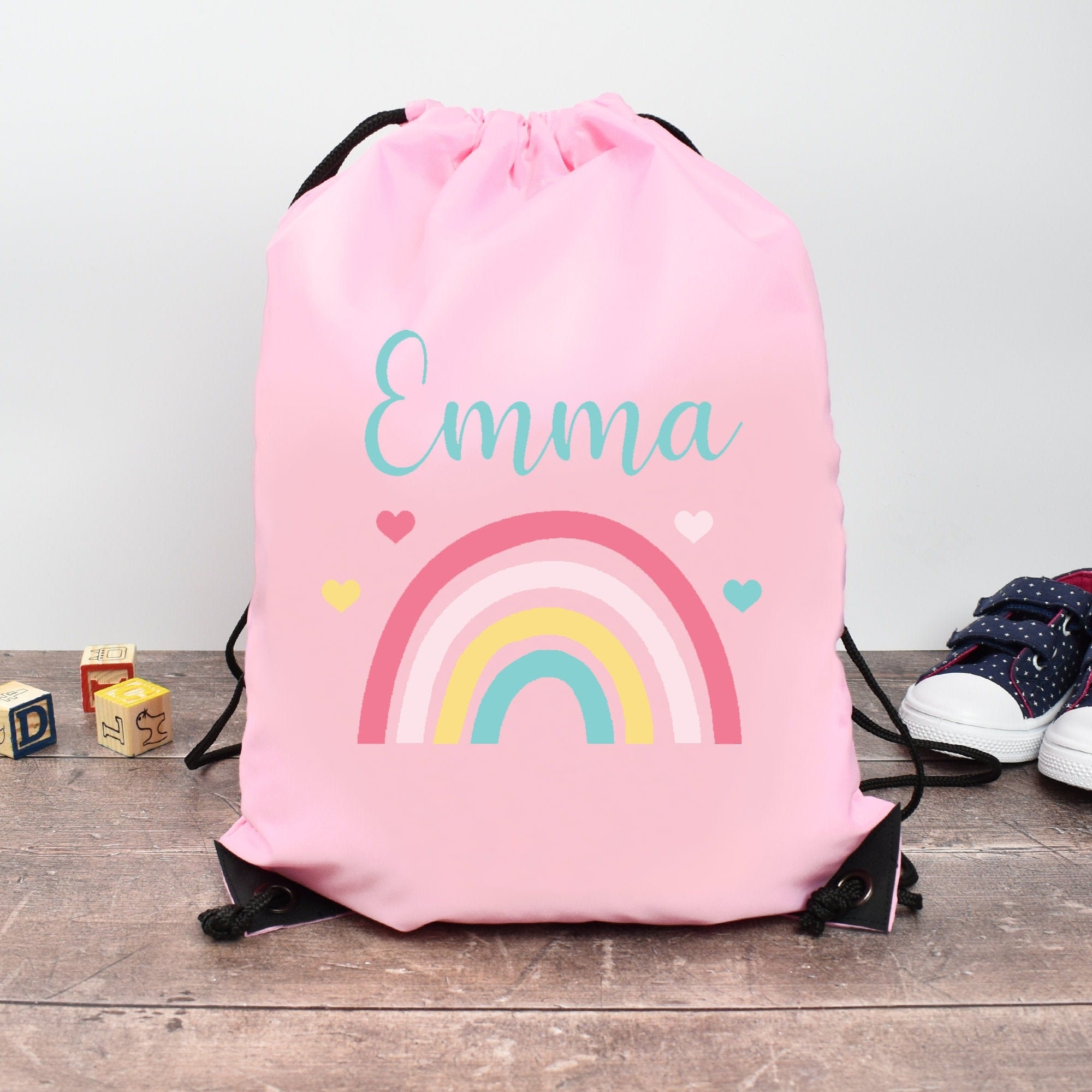 Rainbow drawstring backpack hotsell