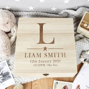 Personalised Engraved Wooden Baby Box, Baby Memory Box, Newborn Keepsake Box, New Baby Gift, Engraved Wood Box, Special Memories Baby Box