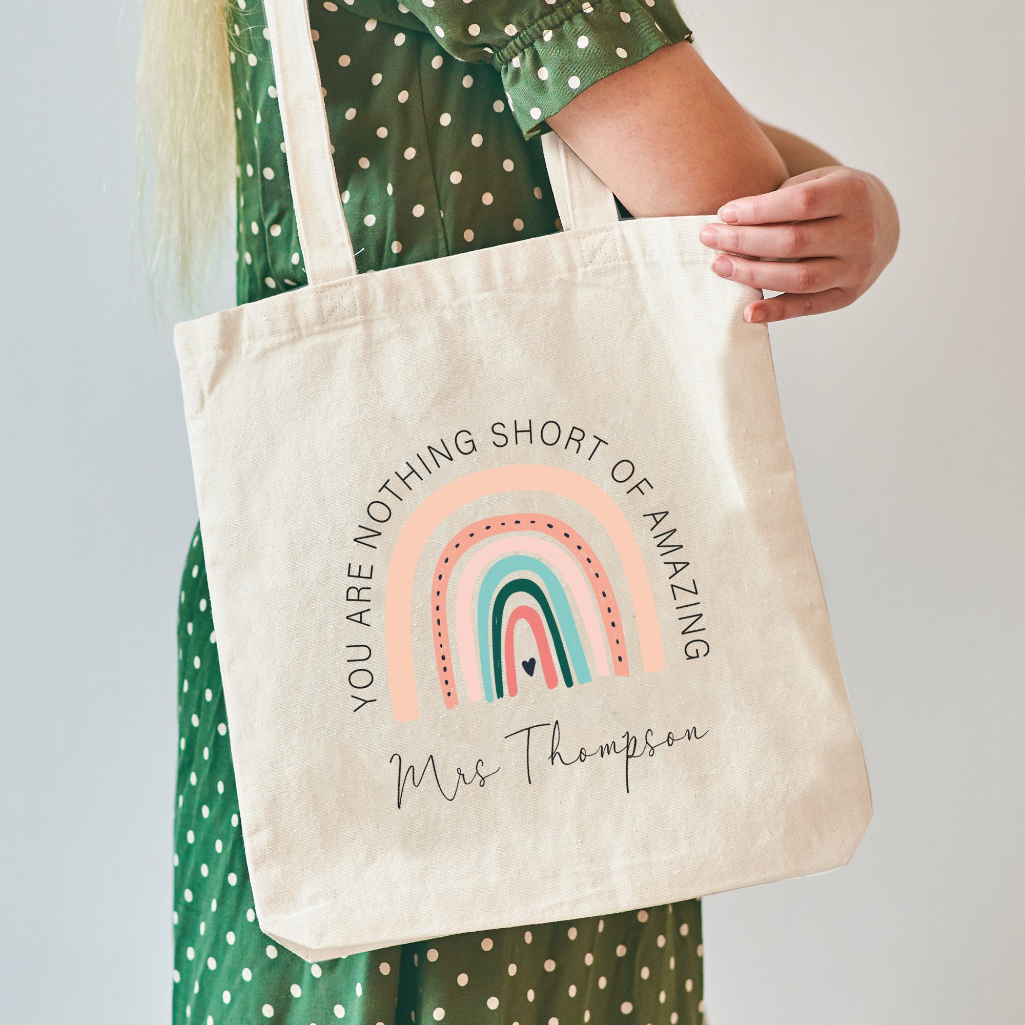 Personalised Teacher Bag, Lockdown Teacher Gift, Personalised Teacher  Gifts, Personalised Book Bag, Teaching Assistant Gift, Rainbow Bag