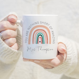 Personalised Teacher Mug, Teacher Gift, Personalised Teacher Gifts, Personalised Coffee Mug, Teaching Assistant Gift, Rainbow Mug, Rainbow