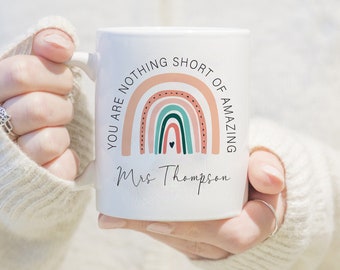 Personalised Teacher Mug, Teacher Gift, Personalised Teacher Gifts, Personalised Coffee Mug, Teaching Assistant Gift, Rainbow Mug, Rainbow
