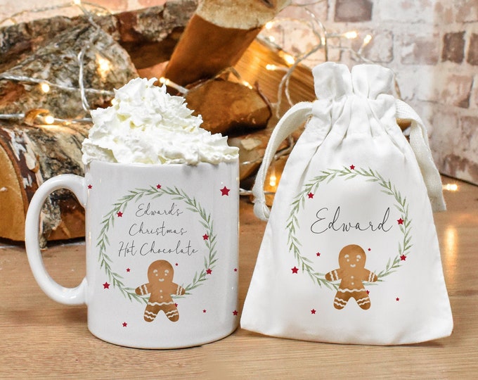 Personalised Hot Chocolate Kit, Name Christmas Mug, Hot Chocolate Gift Set, Stocking Filler, Mug Hot Chocolate Gift, Christmas Mug Gift Set