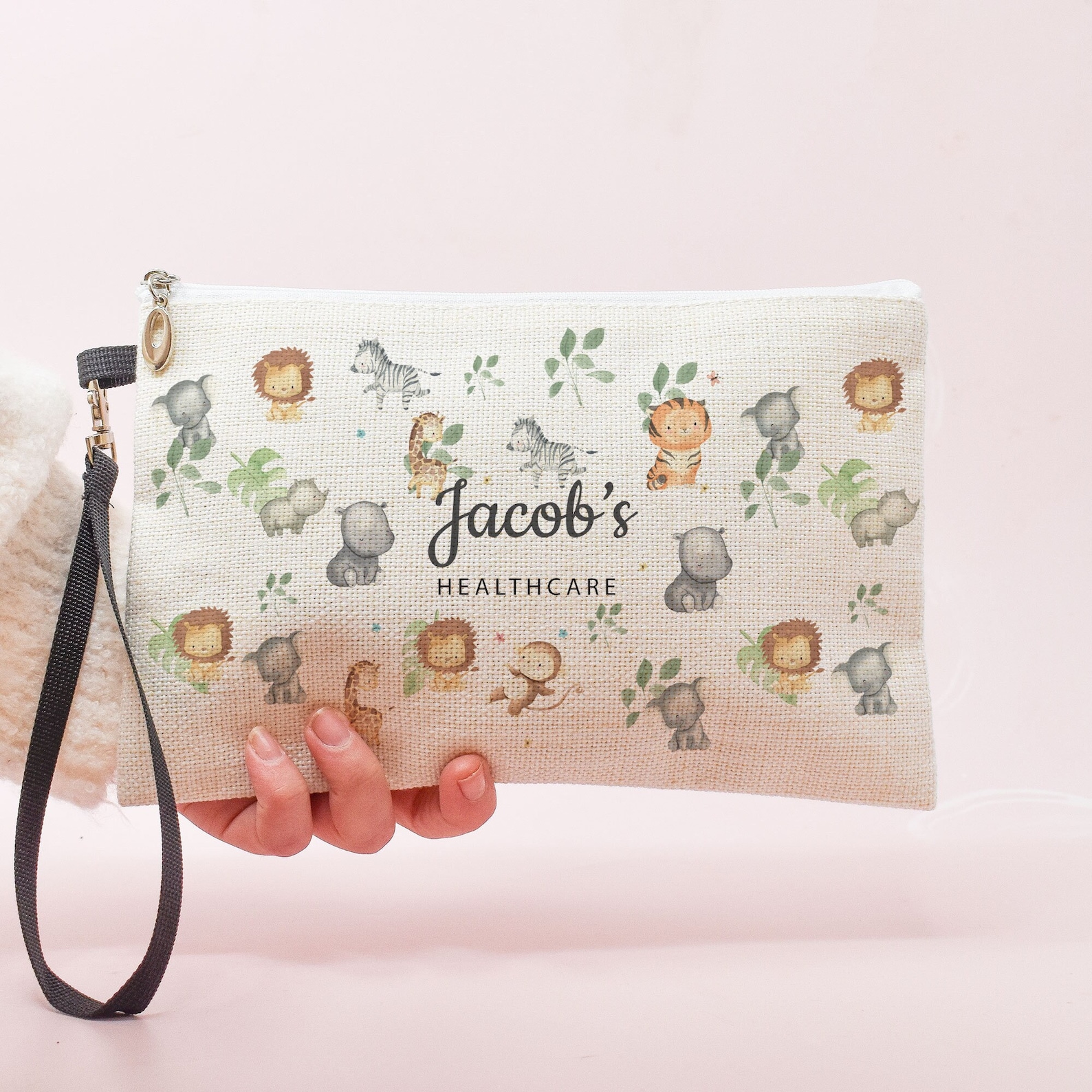 Personalised Medicine Bag, Personalised Inhaler Bag, Jungle Health Care Bag, Nursery School Medicine Bag, Child Care, Boys & Girls,