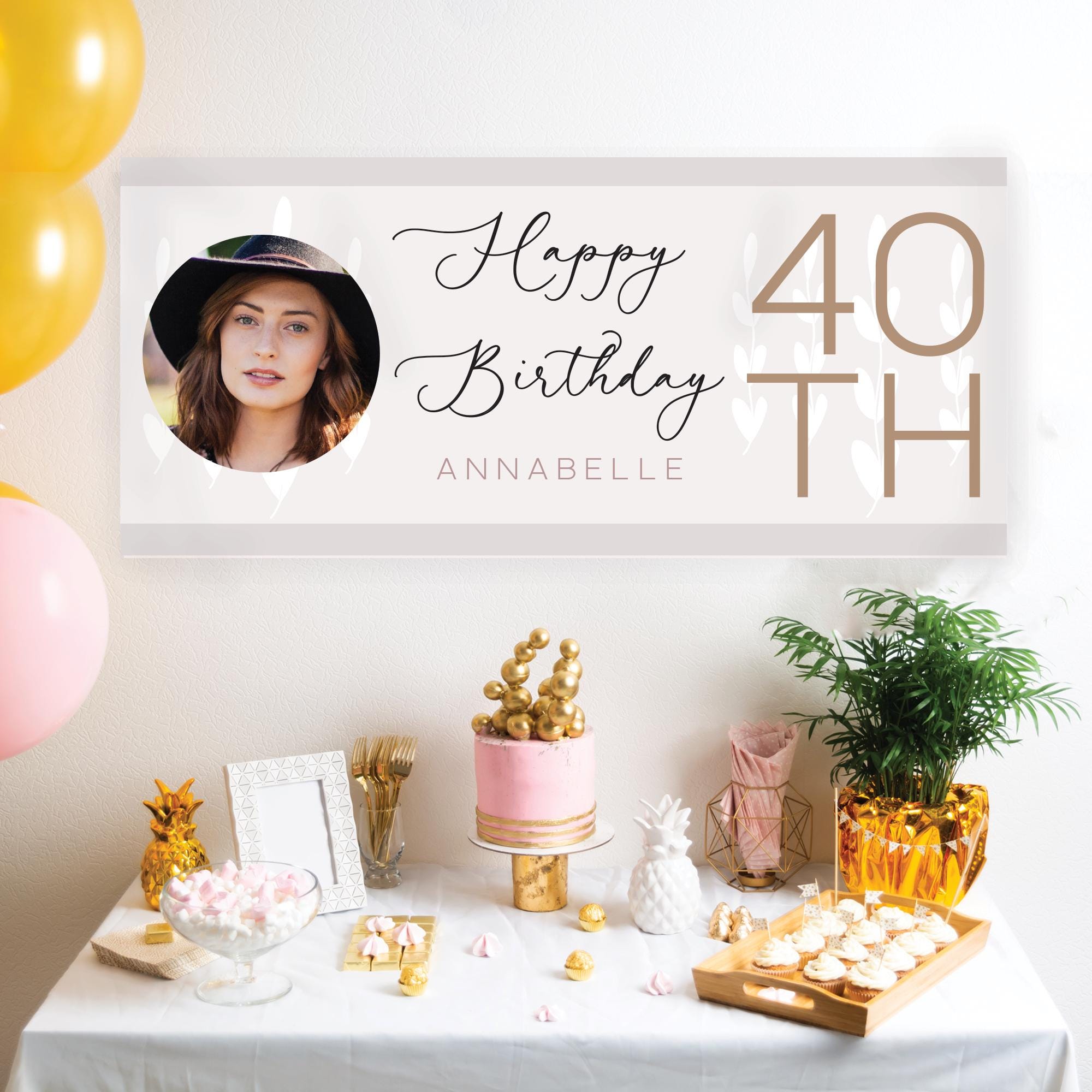 Bn-RnB-40 Happy Birthday Banner | Aus Stoff | Ca. 185 X 90 Cm | Wiederverwendbar Für Partys & Feiern
