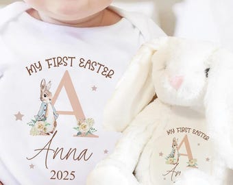 Personalised First Easter Baby Vest, Baby First Easter Outfit, Baby First Easter Soft Toy, Soft Toy Easter Bunny, Baby Easter Bib, Baby