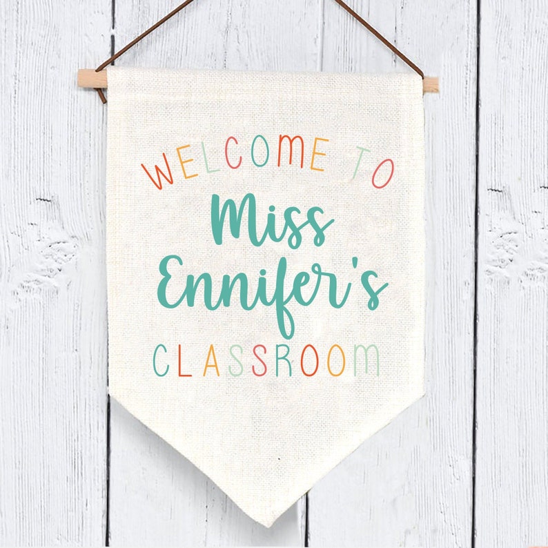 Personalised Teacher Class Room Flag, Teacher Gift, Personalised Teacher Gifts, Teacher Classroom Flag, Classroom Decor, Teacher Flag, Decor image 3