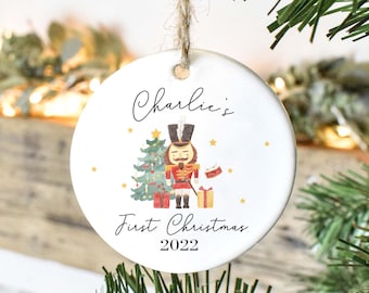Personalised Nutcracker Christmas Bauble, First Christmas Bauble, Xmas Tree Decoration, Baby Christmas Bauble, Xmas Ornament, Custom Bauble