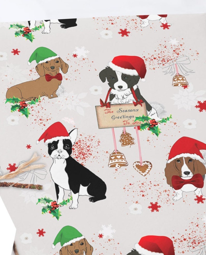 Christmas Dog Wrapping Paper Dog Wrapping Paper Christmas Etsy