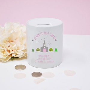 Personalised Christening Money Box, Christening Keep Sake Money Box, Boy Confirmation Gift, Girl Baptism Gift, Christening Baby Gift 画像 3