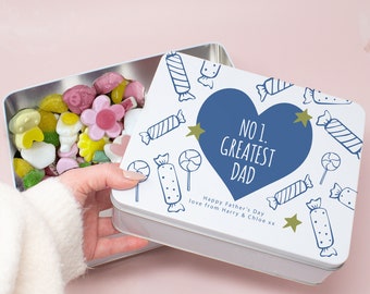 Personalised Father's Day Sweet Tin, Dad Treat Tin, Father's Day Sweet Gift, Dad Storage Tin, Father's Day Tin, Dad Gift, Custom Name Tin