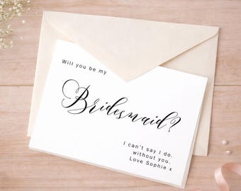 Personalised Bridesmaid Greetings Card, Bridesmaid to be Card, Bridesmaid Card, Will you be my bridesmaid card