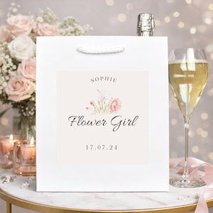 Sac cadeau personnalisé pour demoiselle d'honneur, Sac cadeau pour demoiselle d'honneur, Thème floral, Cadeau de remerciement pour demoiselle d'honneur, Cadeau de mariage, Cadeaux pour demoiselle d'honneur