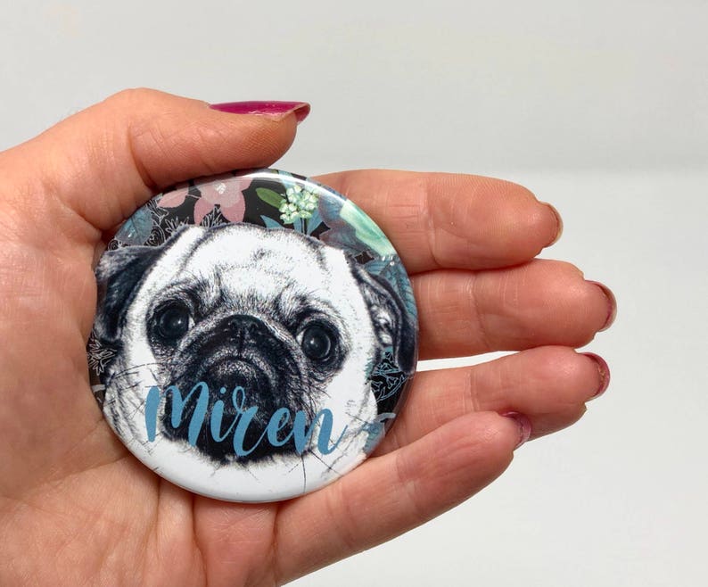Pug Dog Gift Pug Gifts Pug Pocket Mirror Personalised Pug Etsy