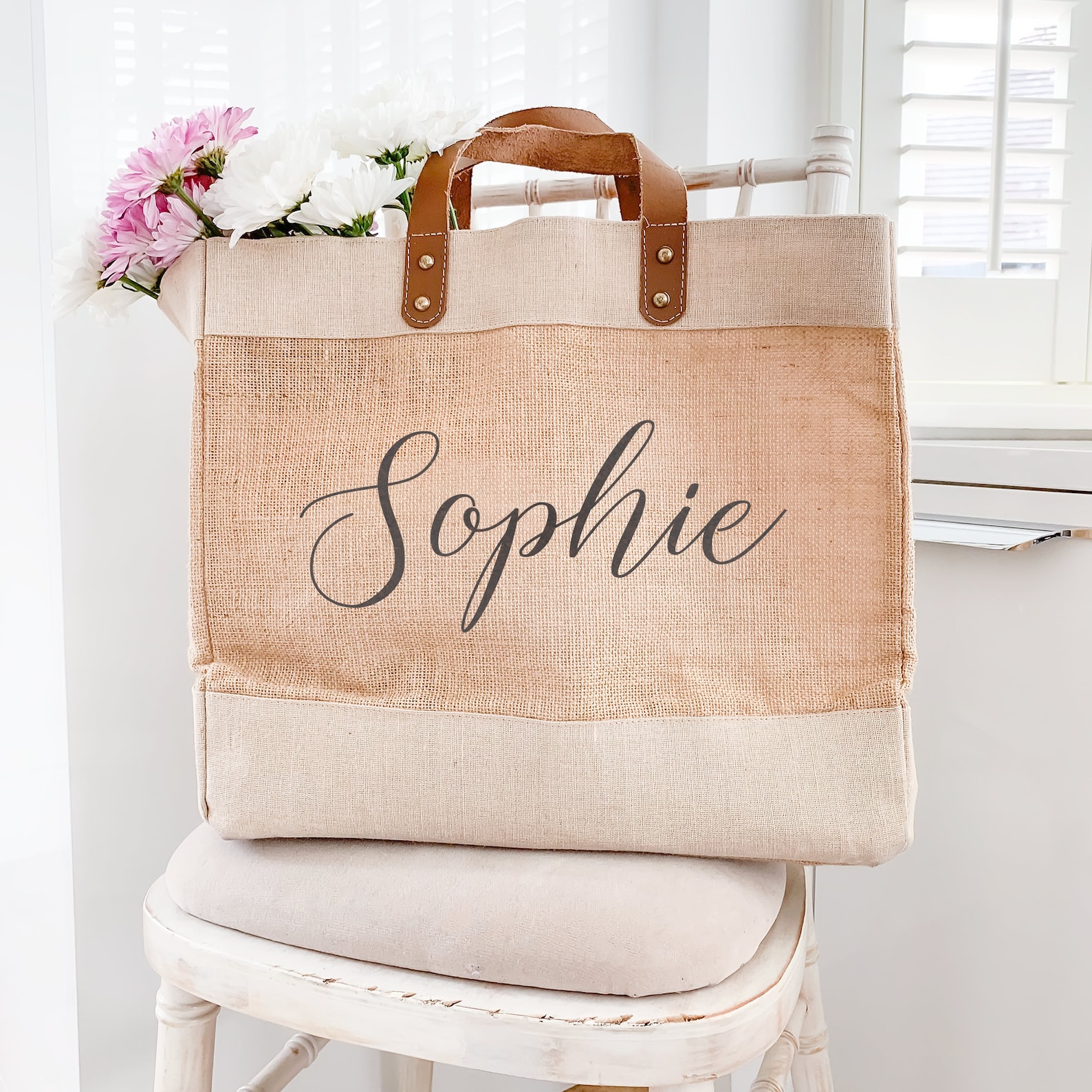 Personalised Jute Shopping Bag Custom Name Jute Bag Etsy