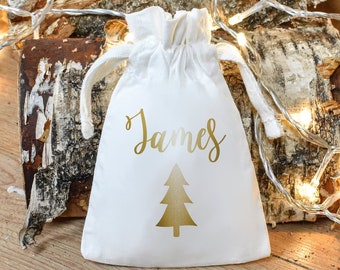 Personalised Christmas Gift Bag, Eco Christmas Wrapping, Personalized Gift Wrap, Xmas Mini Gift Bag, Table Gift Favour, Christmas Gift Wrap