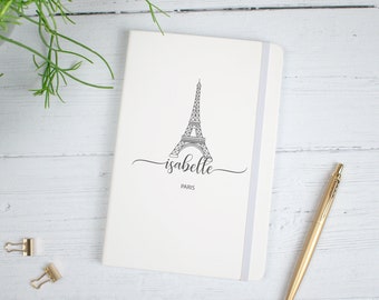 Personalised Paris Notebook, Paris Travel Journal, Travel Journal, Custom Name Journal, Paris Theme Diary, Travel Gift, Uni Notebook