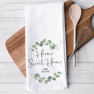 Personalised New Home Tea Towel, Housewarming Gift, Home Sweet Home Printed Tea Towel, New Home Present, Custom New Home, Home Gifts, Moving