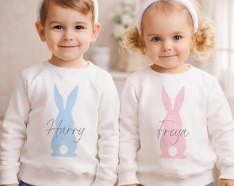 Personalised Kids Easter Sweatshirt, Children's Easter Day Outfit, Easter T-Shirt, Egg Hunt Top, Easter tshirts kids, Easter Bunny