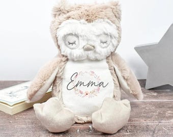Personalised Owl Teddy, New Baby Gift, Customised Plush Soft Toy, Your Name Teddy, Cuddly Toy, Girls and Boys Owl Teddy, Baby Shower Gift