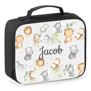 Personalised Back to School Set Safari School Lunch Bag, Lunch Box