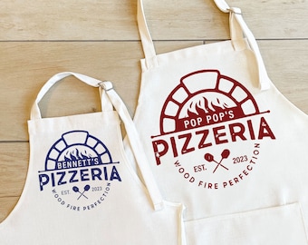 Personalised Pizza Apron, Father Son Pizzeria Apron, Personalized Apron, Dad Cooking Gift, Father's Day Kitchen Apron,