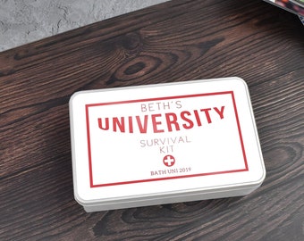 Personalised Uni Gift, Funny University Gift, University Survival Tin, University Survival Gift, Girls Uni Gift, Student Gift, Funny Student