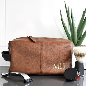 Personalised Dad Washbag, Father Wash Bag, Daddy Gifts, Christmas Dad Gift, Leather Look Wash Bag, Initial Washbag, Gift, Men&#39;s Gift
